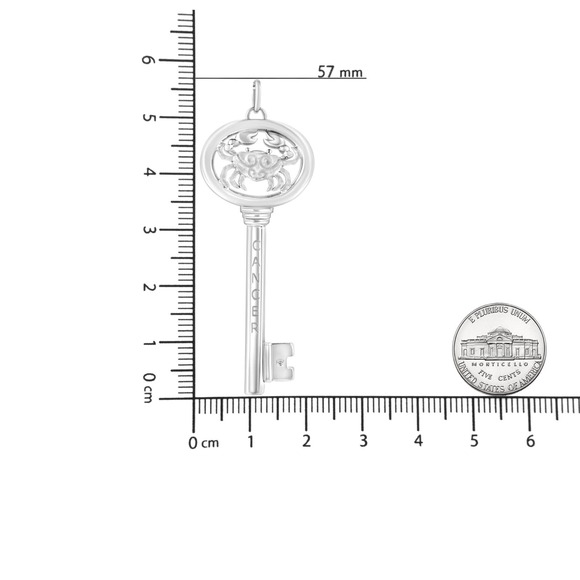 Haus of Brilliance Diamond Accent Cancer Zodiac Key Pendant Necklace 18" - Picture 5 of 6